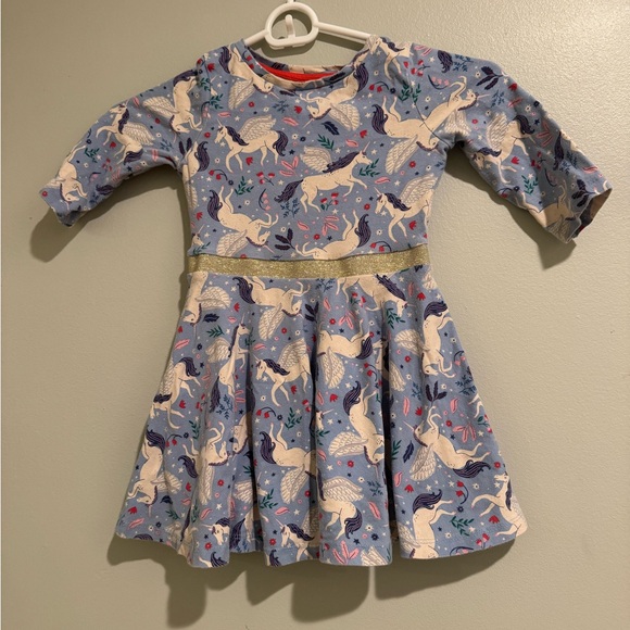 Whimsical Mini Boden Light Blue Twirl Dress with Unicorns - Picture 7 of 7